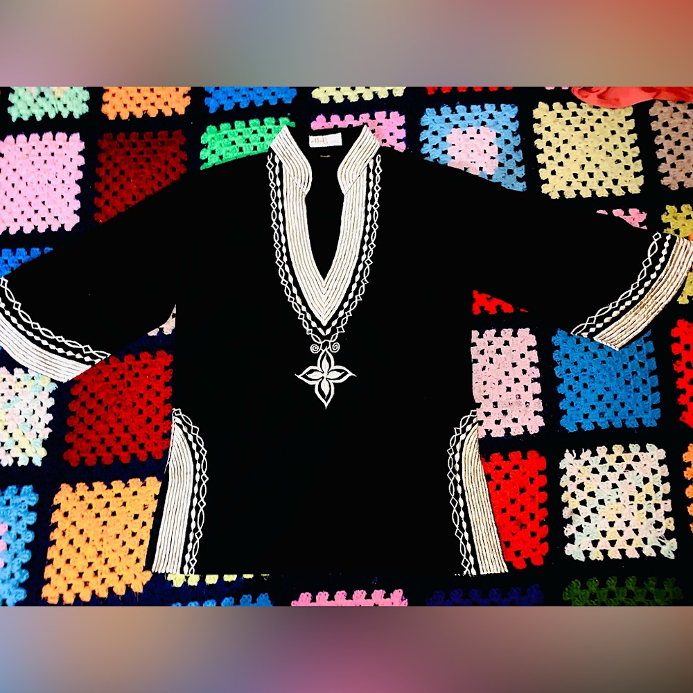 Men’s Hippie Vintage Shirt by Mr. B’s Las Vegas Small S Black Vtg